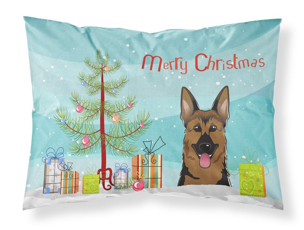 5321 BB1583PILLOWCASE Christmas Tree and German Shepherd Fabric Standard